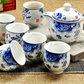 Service à thé en porcelaine théière + 6 tasses fleur bleu Ma Théière
