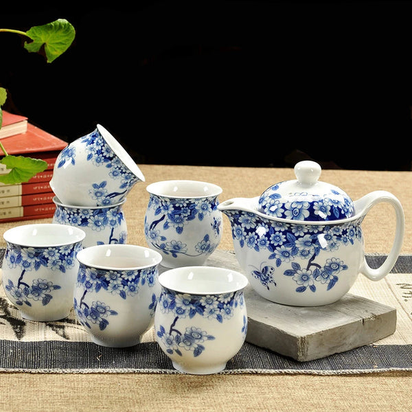 Service à thé en porcelaine théière + 6 tasses papillon Ma Théière