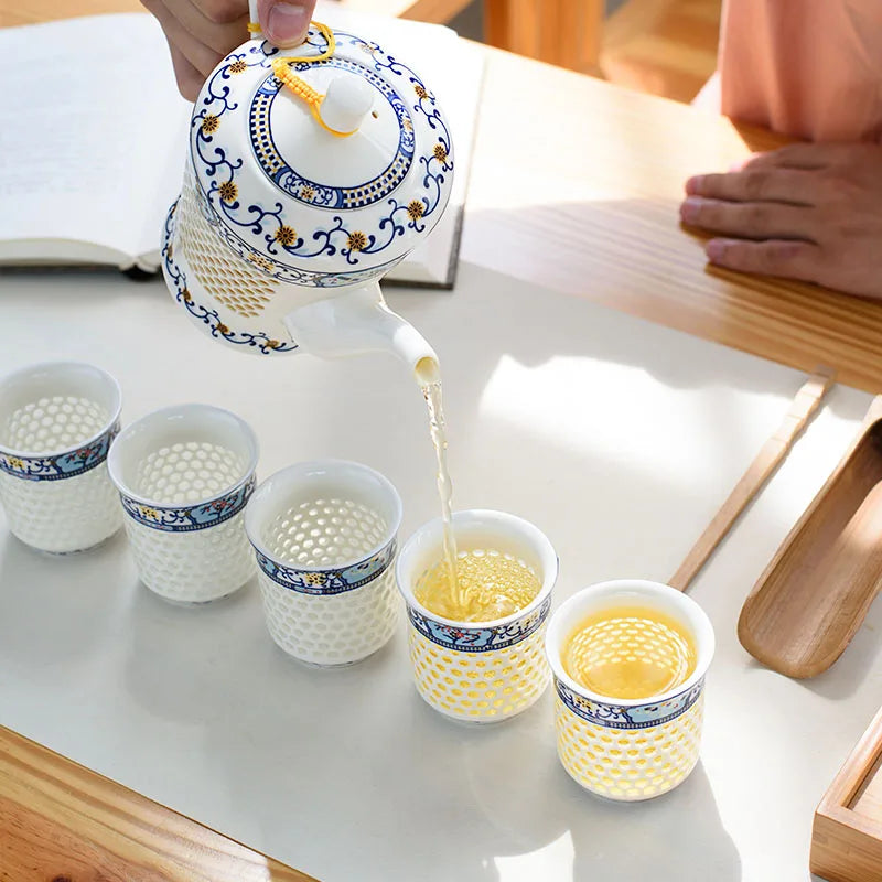 Service à thé en porcelaines chinois nid d'abeilles - 660ml Ma Théière