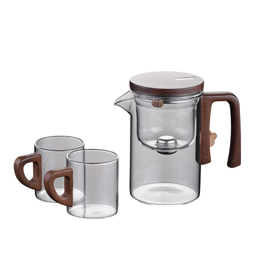 Service à thé en verre interrupteur magnétique + 2 tasses
