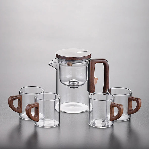 Service à thé en verre interrupteur magnétique + 4 tasses 520mL Ma Théière