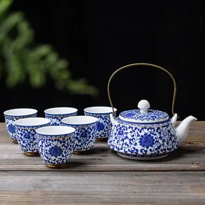 Service à thé théière en porcelaine chinoise 6 tasses - 620ml Fil Ma Théière