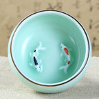 Tasse à thé en céramique bleu carpe peinte à la main - 80ml Ma Théière