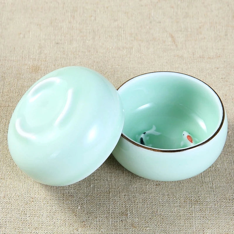 Tasse à thé en céramique bleu carpe peinte à la main - 80ml Ma Théière