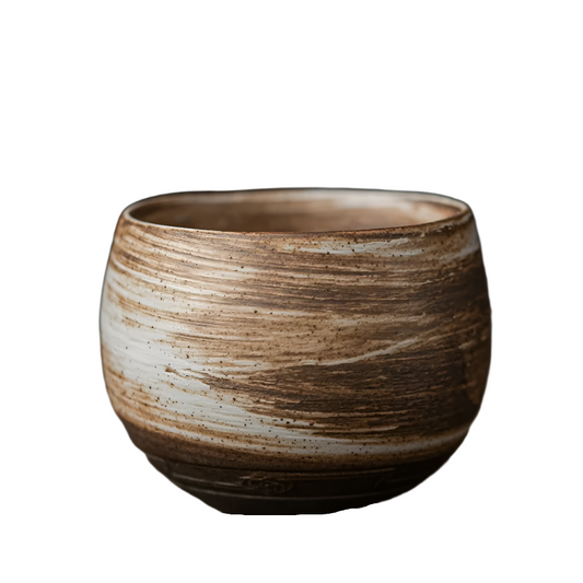 Tasse à thé en céramique style japonaise blanc et grés - 80ml