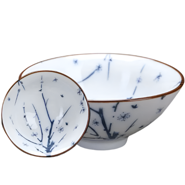 Tasse à thé en porcelaine chinoise bleu et blanc arbre - 75ml