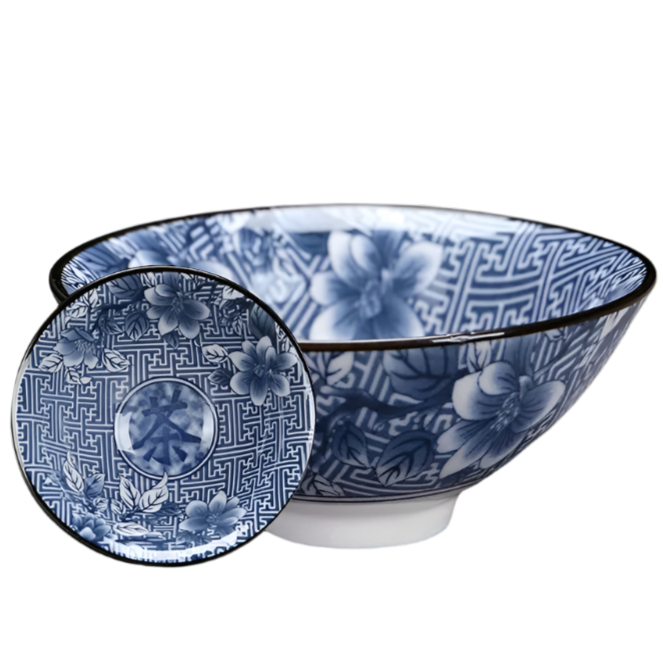 Tasse à thé en porcelaine chinoise bleu et blanc dessin - 75ml