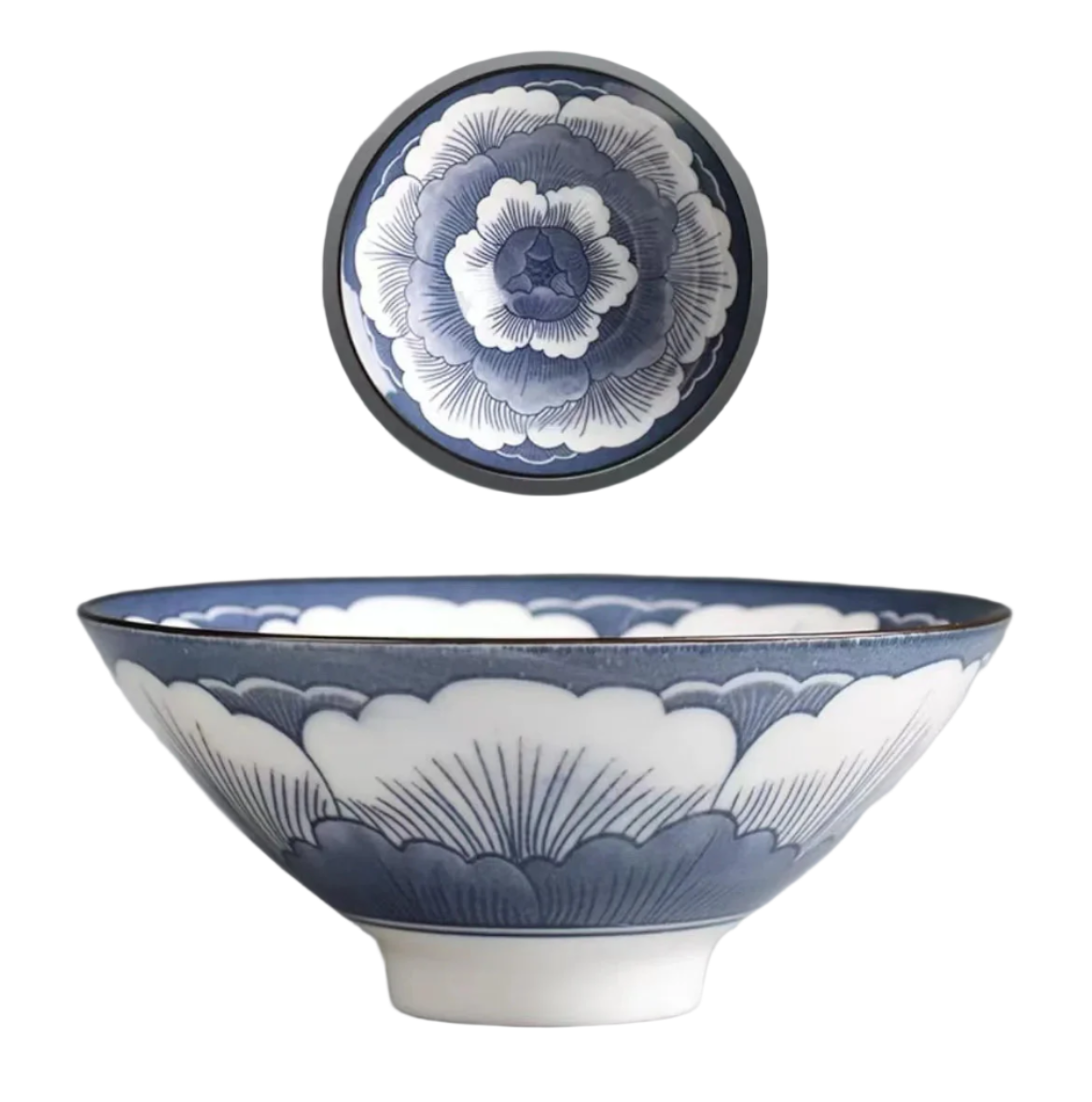 Tasse à thé en porcelaine chinoise bleu et blanc fleur - 75ml