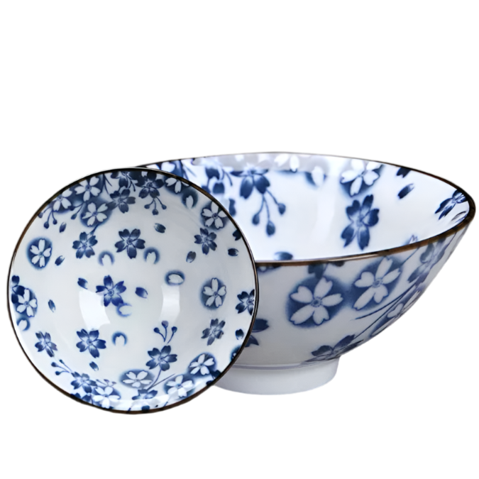 Tasse à thé en porcelaine chinoise bleu et blanc fleurs - 75ml