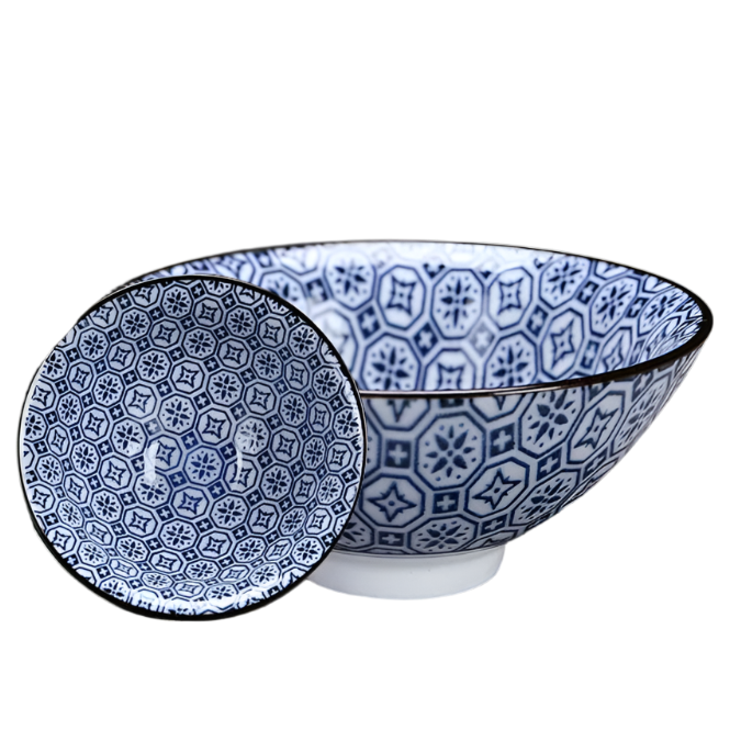 Tasse à thé en porcelaine chinoise bleu et blanc mosaïque - 75ml