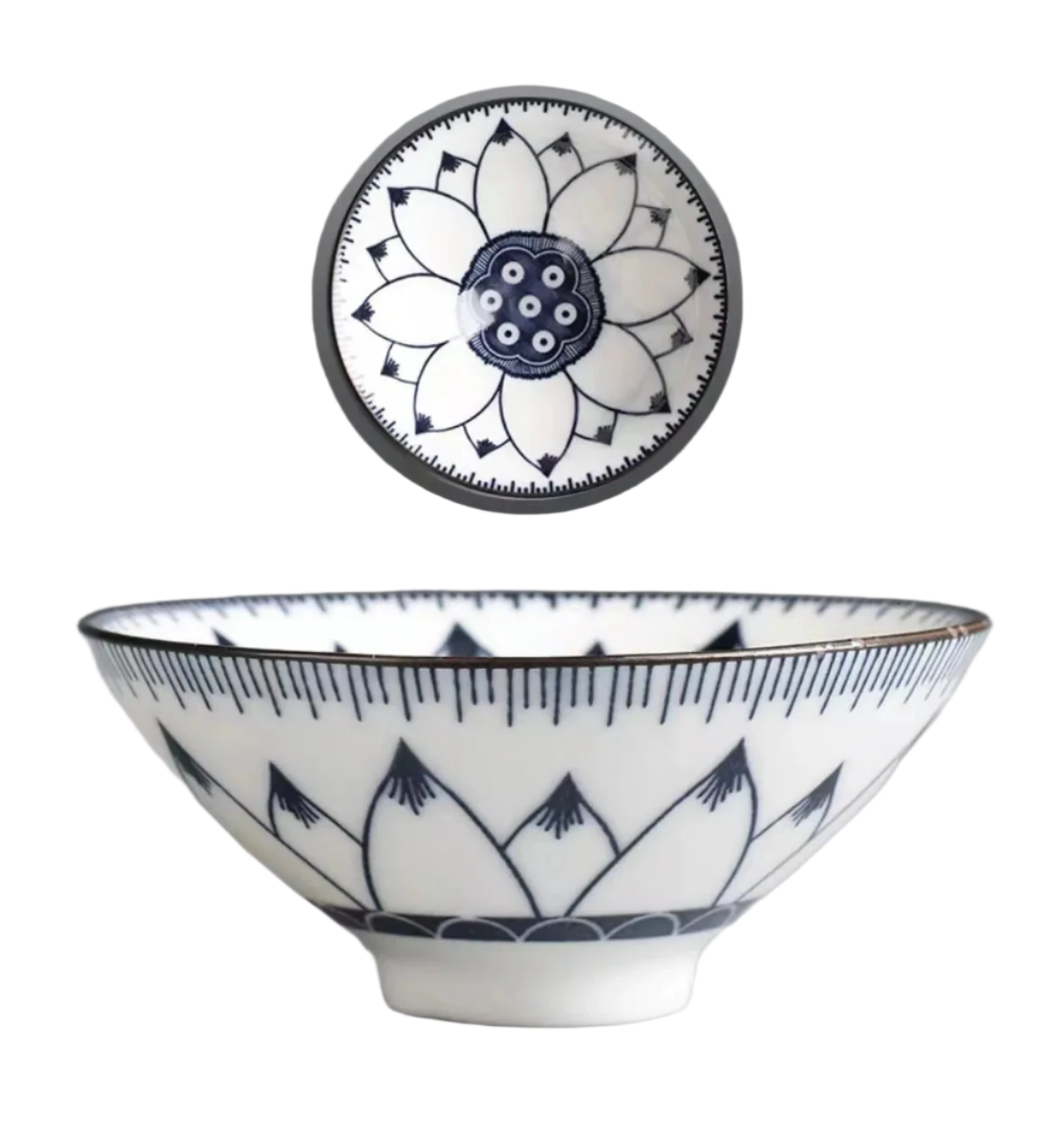 Tasse à thé en porcelaine chinoise bleu et blanc nénuphar - 75ml