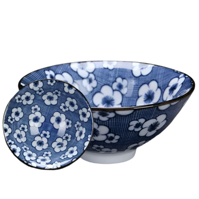 Tasse à thé en porcelaine chinoise bleu et blanc sakura - 75ml