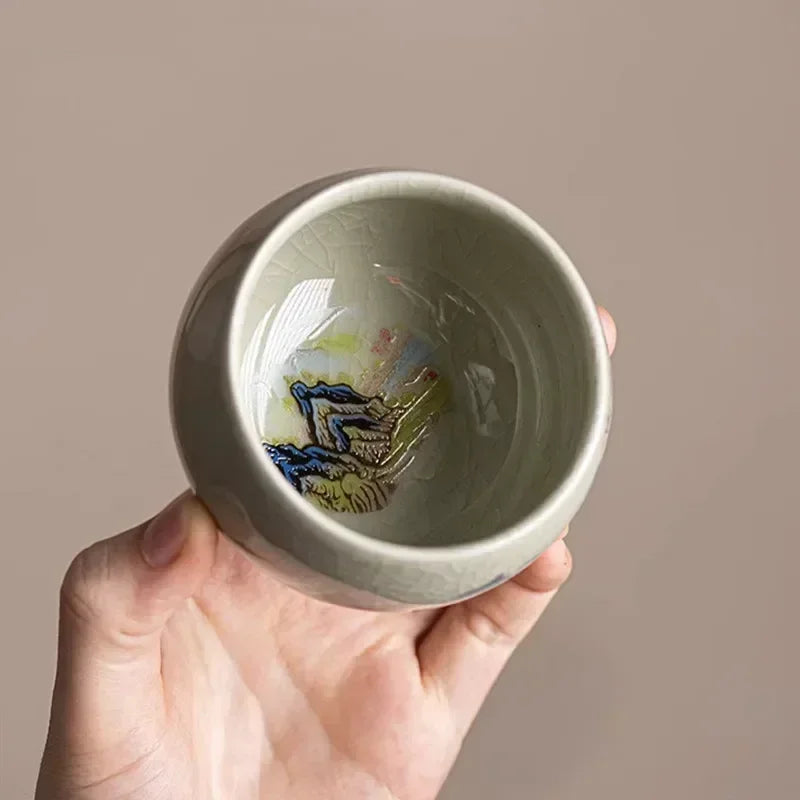 Tasse à thé en porcelaine montagne peinte à la main - 140ml Ma Théière