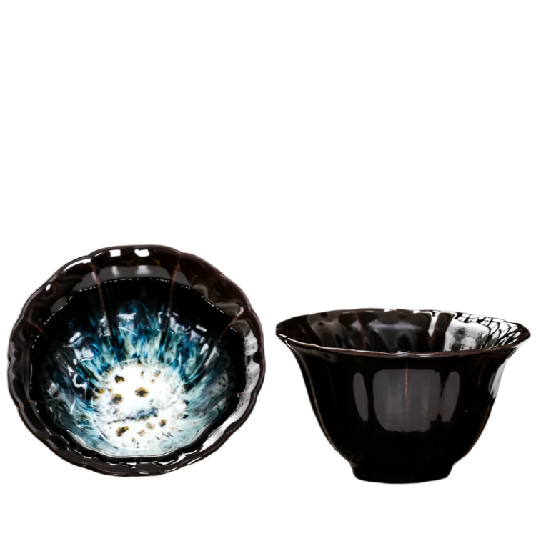 Tasse à thé en porcelaine noir/bleu - 80ML