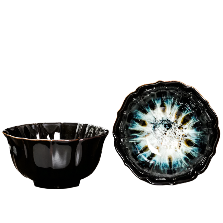 Tasse à thé en porcelaine noire et blanche- 75ML