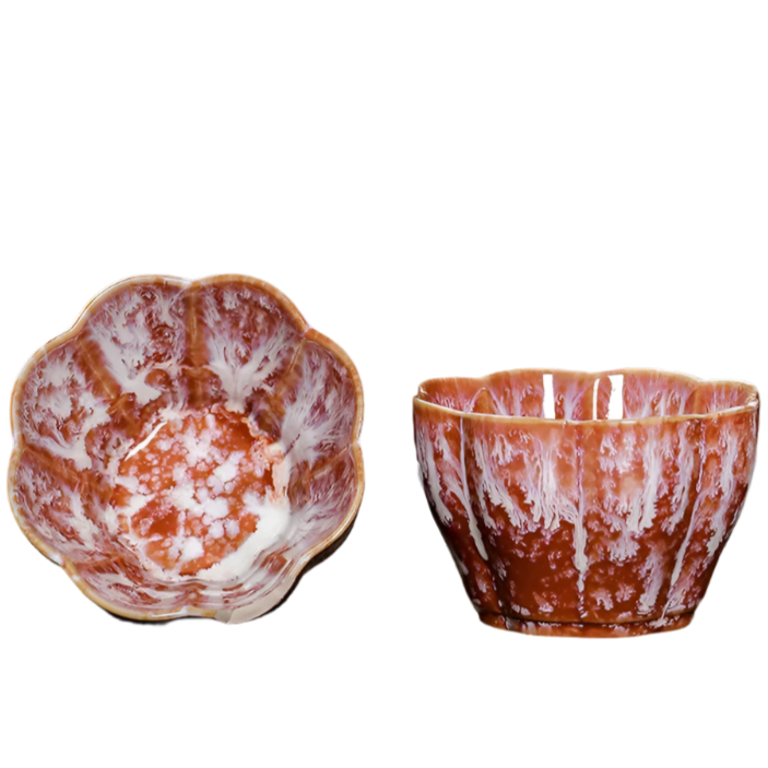 Tasse à thé en porcelaine orange forme fleur - 90ML