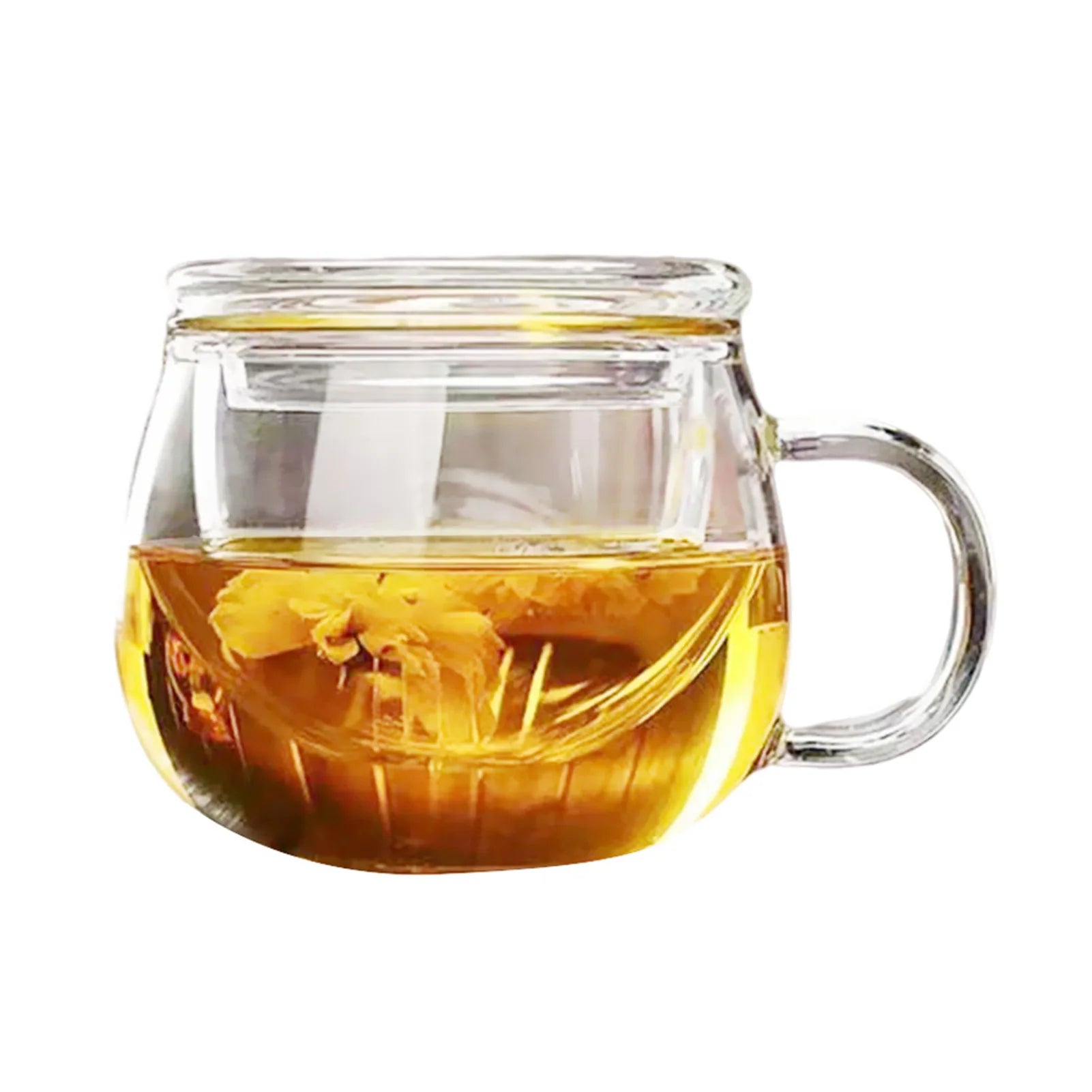 Tasse à thé en verre avec infuseur et couvercle plat - 350ml Ma Théière