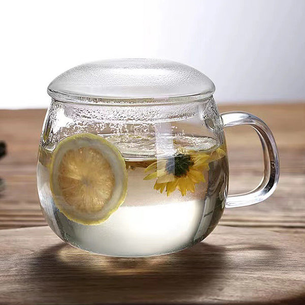 Tasse à thé en verre avec infuseur et couvercle rond - 350ml Ma Théière