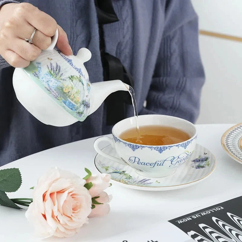 Théière anglaise 250ML + tasse en céramique 230ML bleue Ma Théière