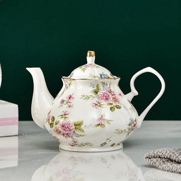 Théière anglaise en porcelaine blanche avec rose - 900ML Ma Théière