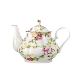 Théière anglaise en porcelaine blanche avec rose - 900ML