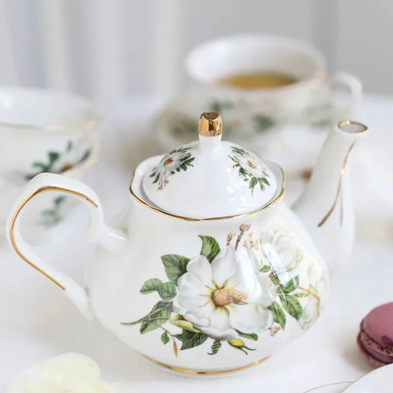 Théière anglaise en porcelaine rose bleue - 500ML Ma Théière