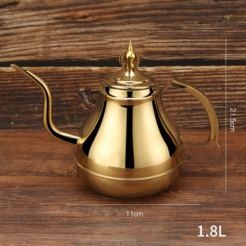 Théière en acier inoxydable marocaine avec filtre - 1,8L Doré Ma Théière