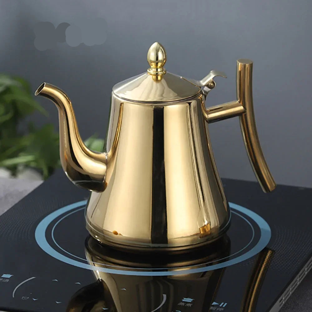 Théière en acier inoxydable marocaine or 1L Ma Théière
