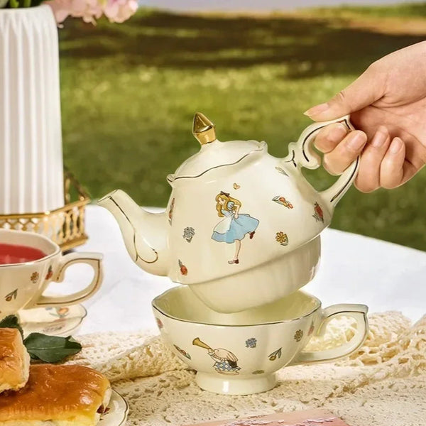 Théière en céramique alice au pays des merveilles + tasse Ma Théière