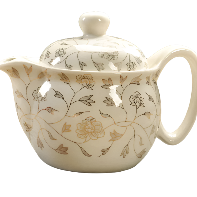 Théière en céramique avec filtre chinoise fleurs doré - 350ml
