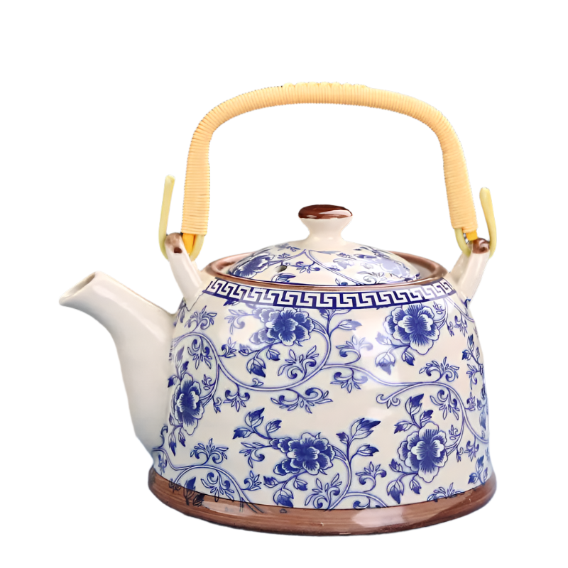 Théière en céramique avec filtre fleurs bleues - 900ML