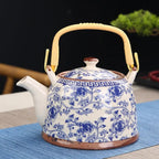 Théière en céramique avec filtre fleurs bleues - 900ML Ma Théière