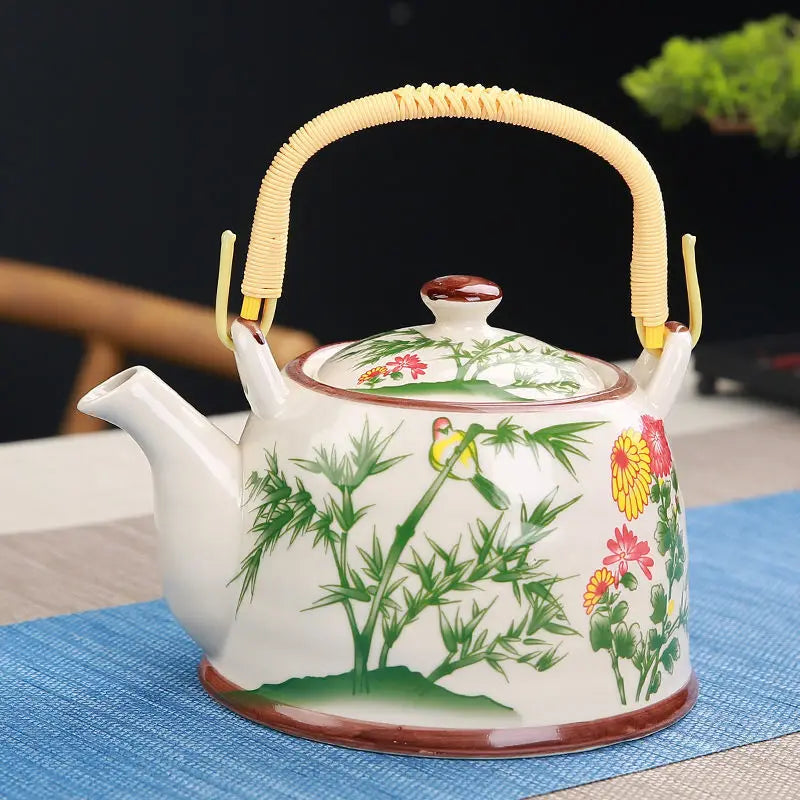 Théière en céramique bleue avec filtre bambou- 900ML Ma Théière