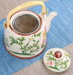Théière en céramique bleue avec filtre floral - 900ML Ma Théière