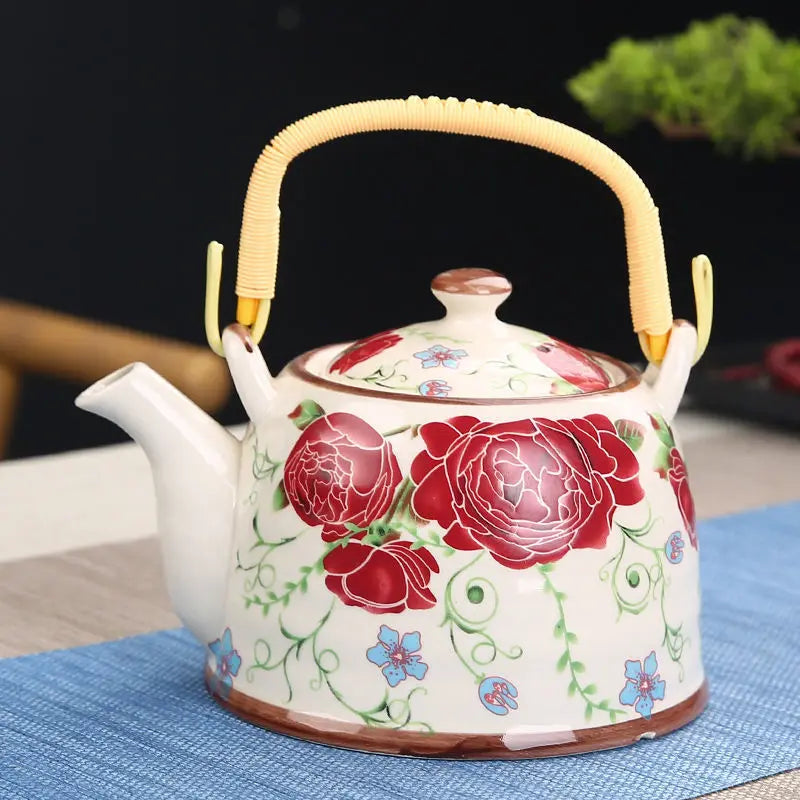Théière en céramique bleue avec filtre rose - 900ML Ma Théière