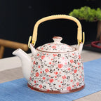 Théière en céramique bleue avec filtre roses fines - 900ML Ma Théière