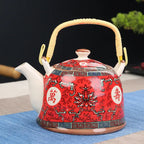 Théière en céramique bleue avec filtre rouge - 900ML Ma Théière