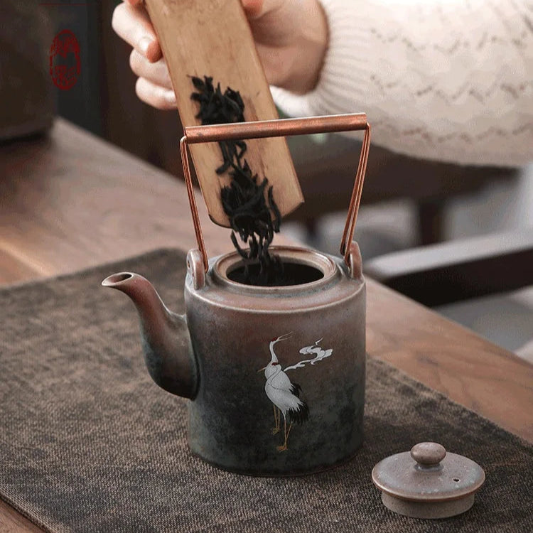 Théière en céramique chinoise poignée cuivre - 400ml Ma Théière