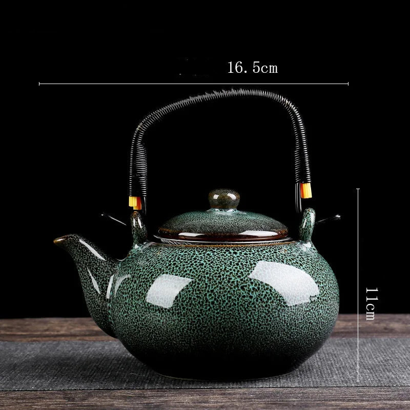 Théière en céramique émaillé et coloré à hanse - 750mL Vert Ma Théière