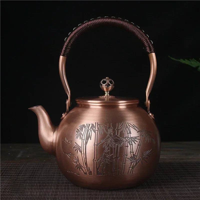 Théière en cuivre japonaise à motif bambou - 1500mL Cuivre Ma Théière