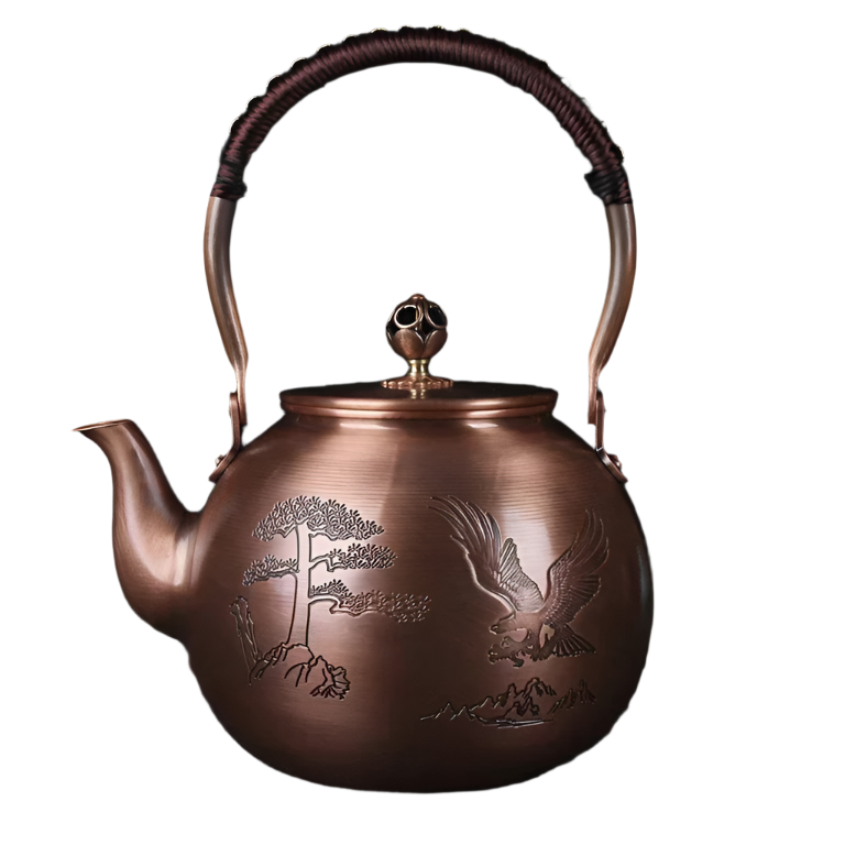 Théière en cuivre japonaise aigle et pin - 1500mL