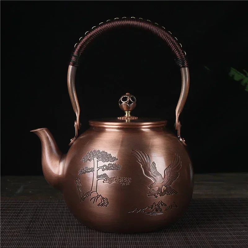 Théière en cuivre japonaise aigle et pin - 1500mL Cuivre Ma Théière