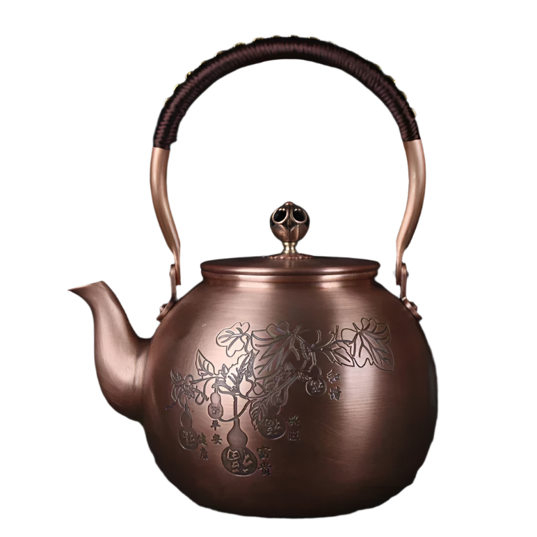 Théière en cuivre japonaise fleuris gourde - 1500mL