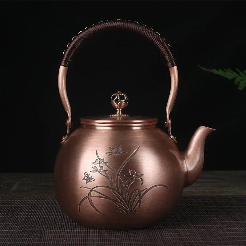 Théière en cuivre japonaise harmonie floral - 1500mL Cuivre Ma Théière