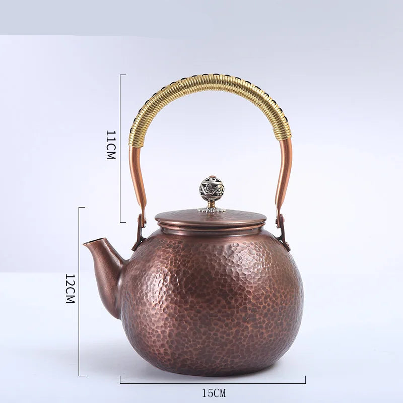 Théière en cuivre martelé traditionnelle 1.2 - 1.4L 3 Ma Théière