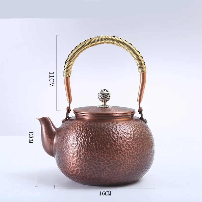 Théière en cuivre martelé traditionnelle 1.2 - 1.4L 4 Ma Théière