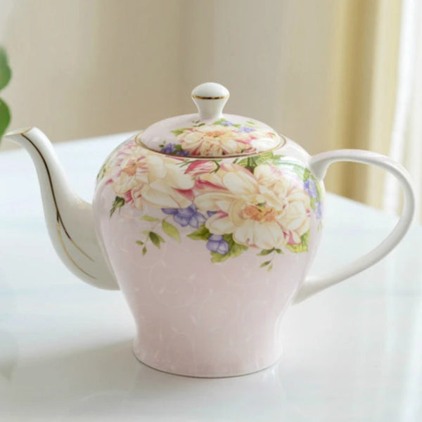 Théière en porcelaine anglaise avec filtre fleurs - 1.4L Ma Théière