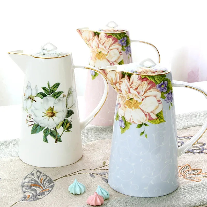 Théière en porcelaine anglaise fleur - 1L Ma Théière