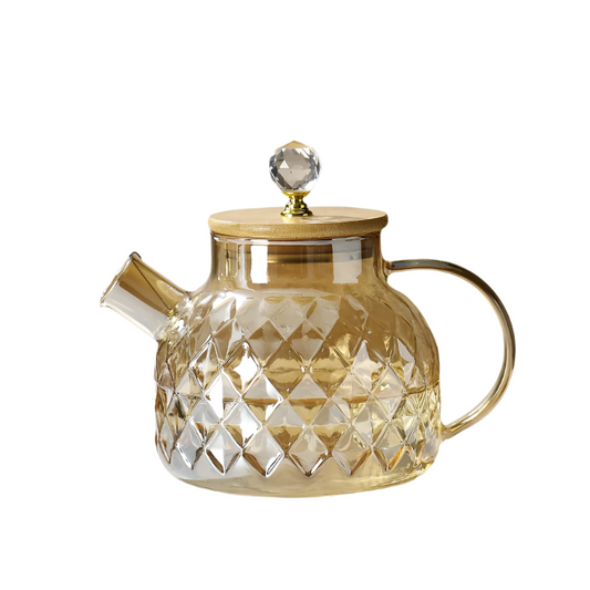 Théière en verre avec couvercle en bambou