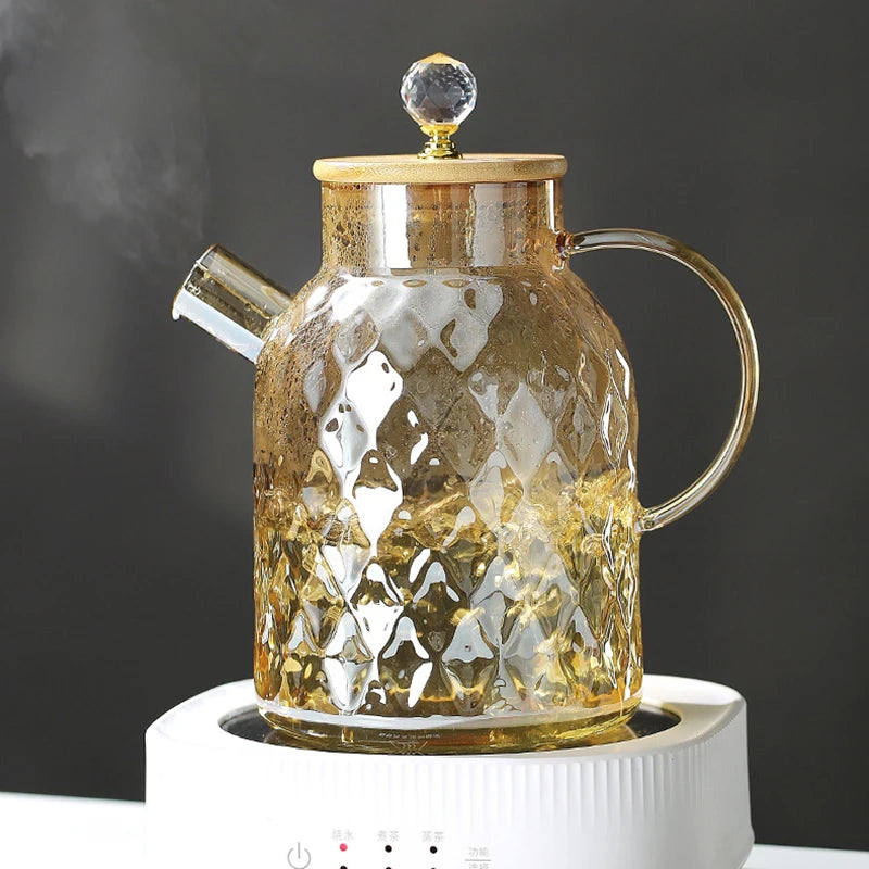 Théière en verre avec couvercle en bambou Ma Théière